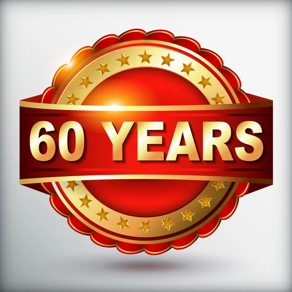 60 ans label d'or anniversaire — Image vectorielle