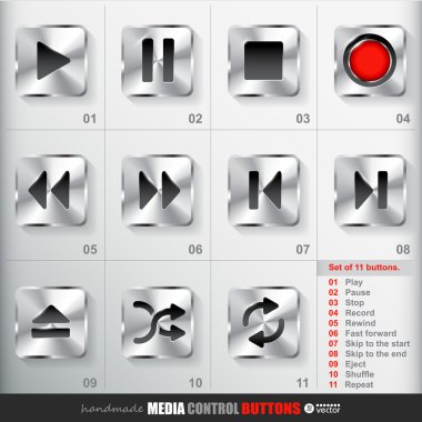 kare medya düğme kümesi