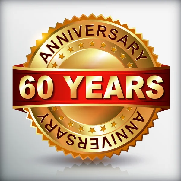 60 years anniversary golden label — Stock Vector