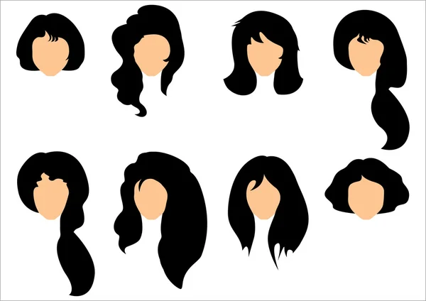 Peinado de pelo negro para mujer — Vector de stock