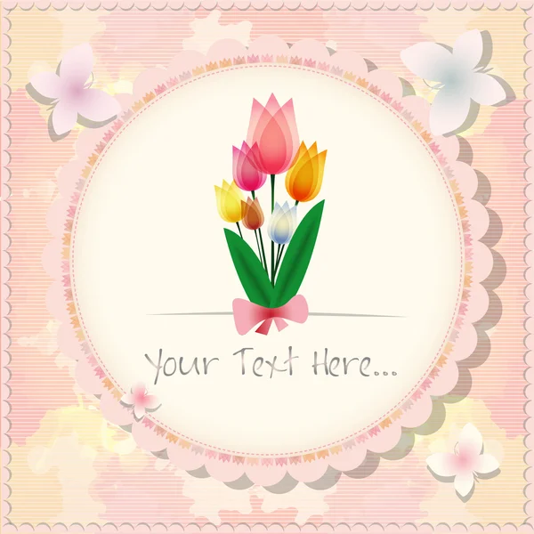 Carta tulipano rosa — Vettoriale Stock