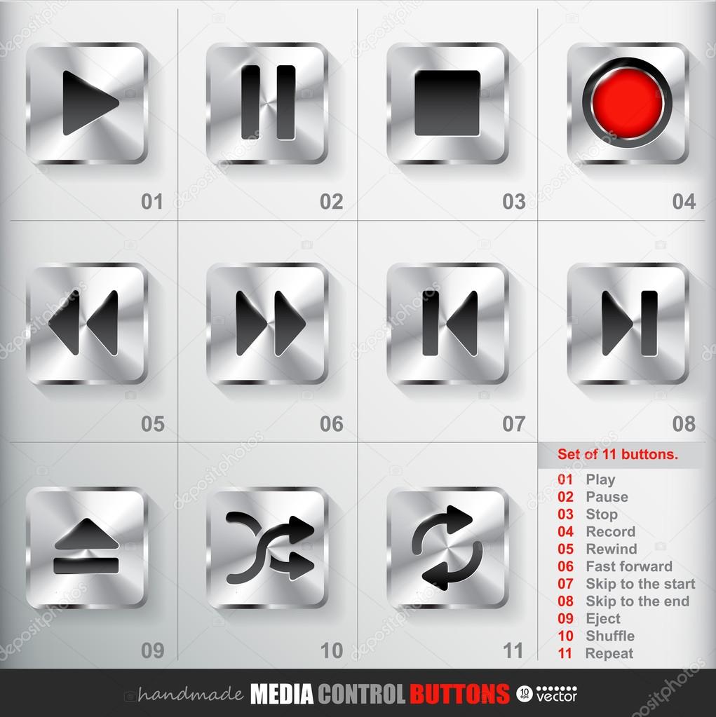 Square Media Button set