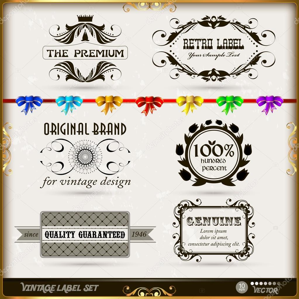 Set of calligraphic and floral design elements