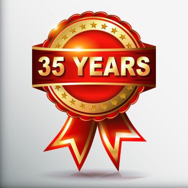 35 yıl yıldönümü altın şerit etiketle