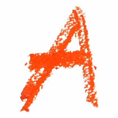 Beyaz arka planda turuncu bir - el yazısı harfleri.