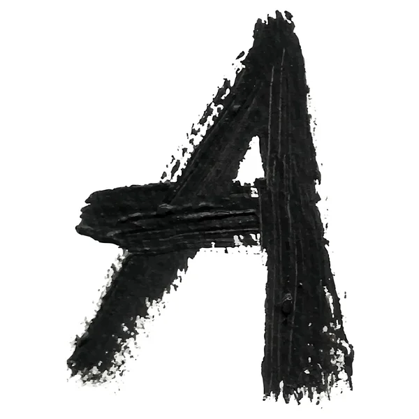 A - Cartas manuscritas negras sobre fondo blanco — Vector de stock