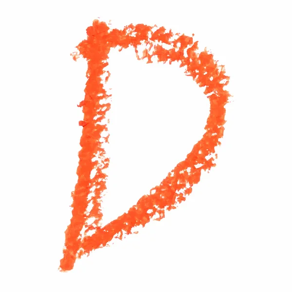 D - Orange handwritten letters on white background. — Stock Vector