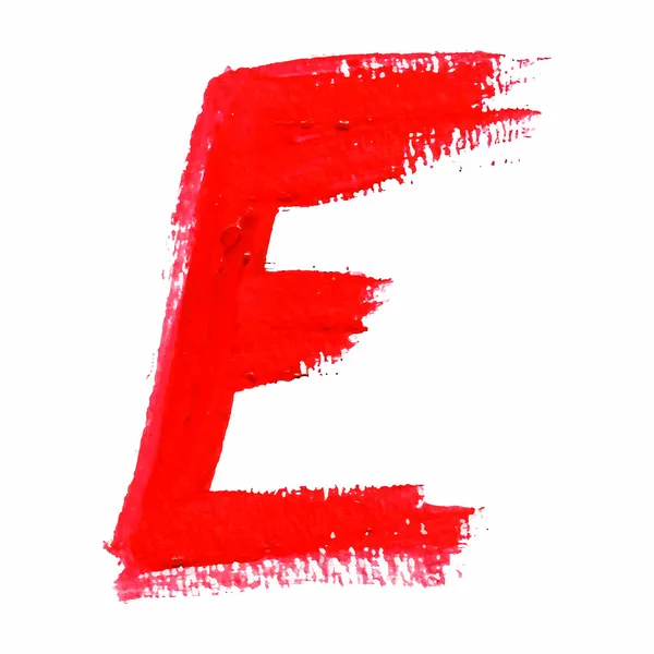 E - Letras manuscritas rojas sobre fondo blanco . — Vector de stock