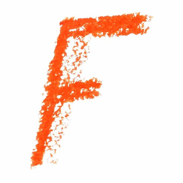 F - Lettere manoscritte arancioni su sfondo bianco . — Vettoriale Stock