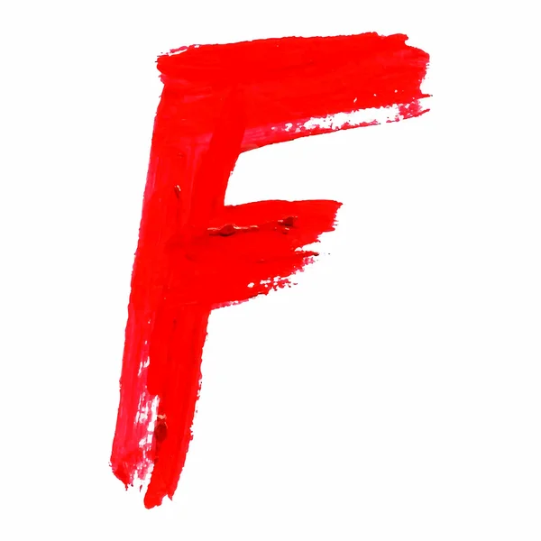F - Lettere manoscritte rosse su sfondo bianco . — Vettoriale Stock