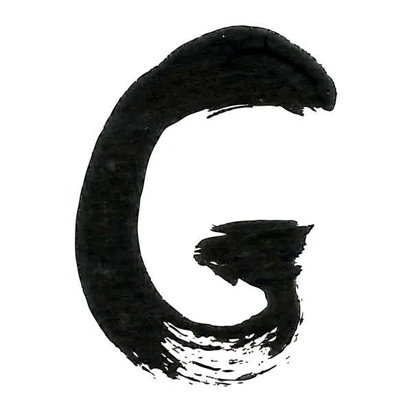 G - Lettere manoscritte nere su sfondo bianco — Vettoriale Stock