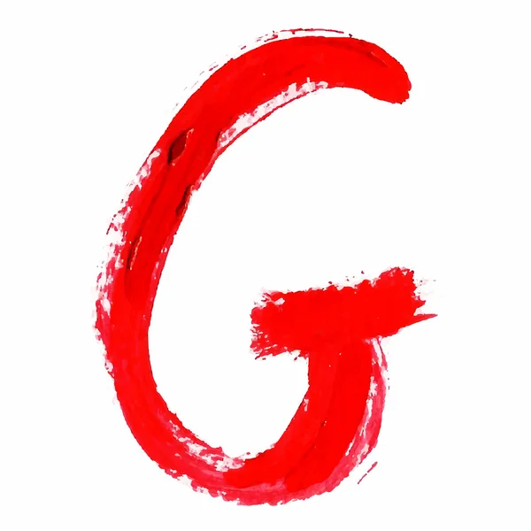 G - Cartas manuscritas vermelhas sobre fundo branco . —  Vetores de Stock