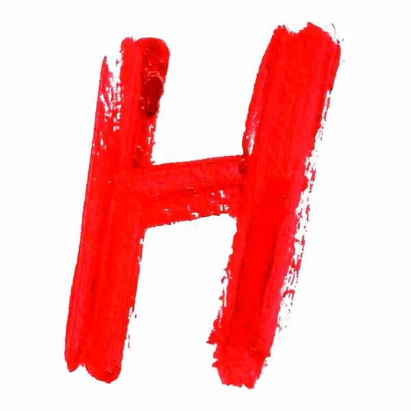 H - Lettere manoscritte rosse su sfondo bianco . — Vettoriale Stock