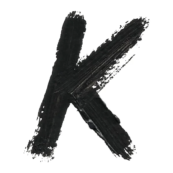 K - Letras manuscritas negras sobre fondo blanco — Vector de stock