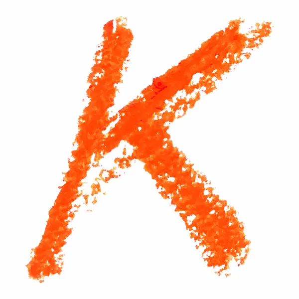 K - oranje handgeschreven brieven op witte achtergrond. — Stockvector