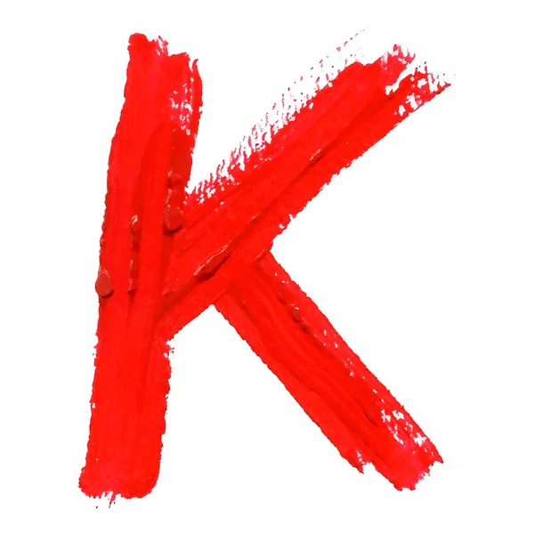 K - rote handgeschriebene Buchstaben auf weißem Hintergrund. — Stockvektor