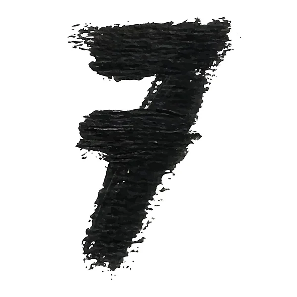 7 - zwarte handgeschreven nummer op witte achtergrond. — Stockvector