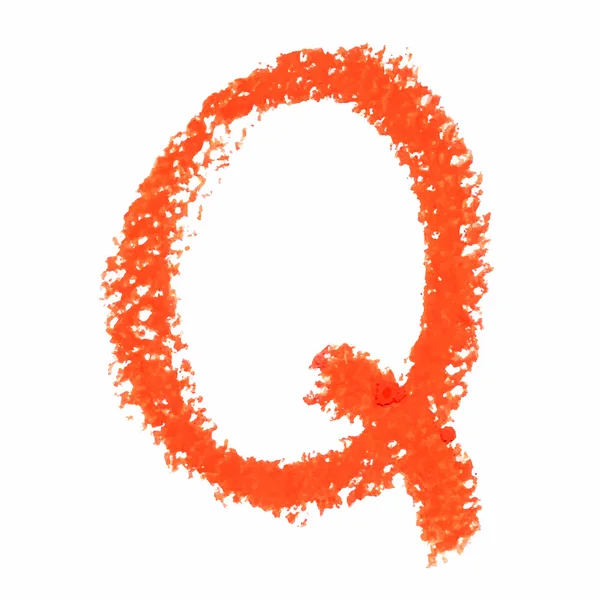 Q - orangefarbene handgeschriebene Buchstaben auf weißem Hintergrund. — Stockvektor