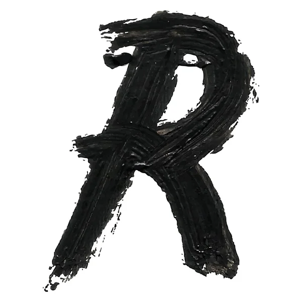 R - černá ručně psané dopisy na bílém pozadí — Stockový vektor