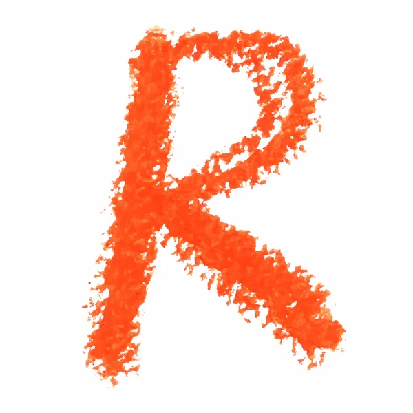 R - Orange handwritten letters on white background. — Stock Vector