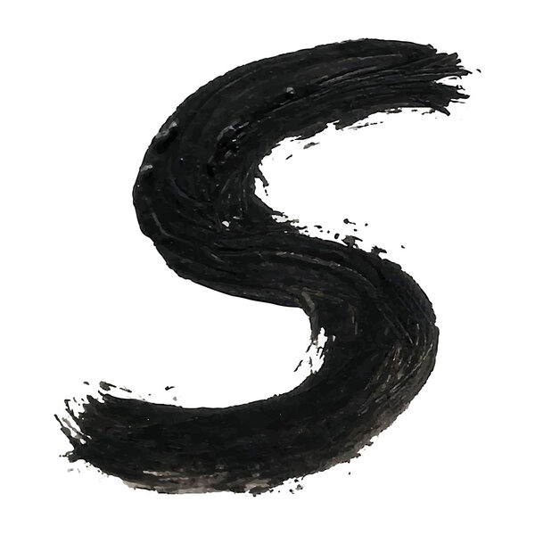 S - Black handwritten letters on white background
