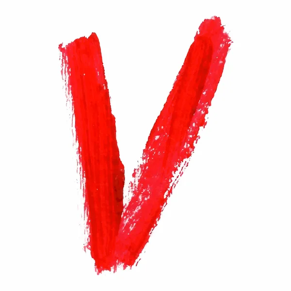 V - Lettere manoscritte rosse su sfondo bianco . — Vettoriale Stock