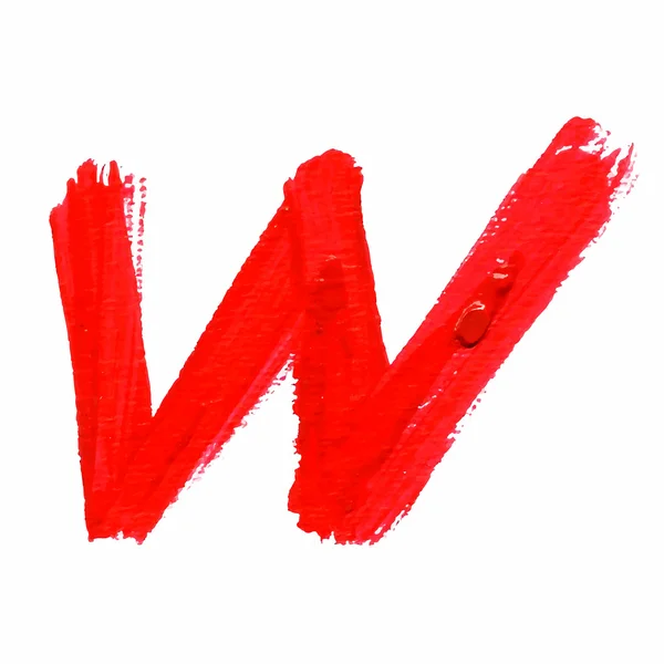 W - Cartas manuscritas vermelhas sobre fundo branco . — Vetor de Stock