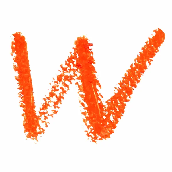 W - Letras manuscritas naranjas sobre fondo blanco . — Vector de stock