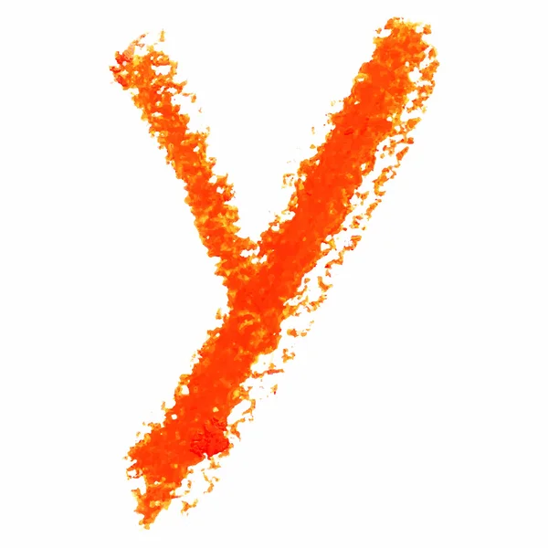 Y - oranje handgeschreven brieven op witte achtergrond. — Stockvector