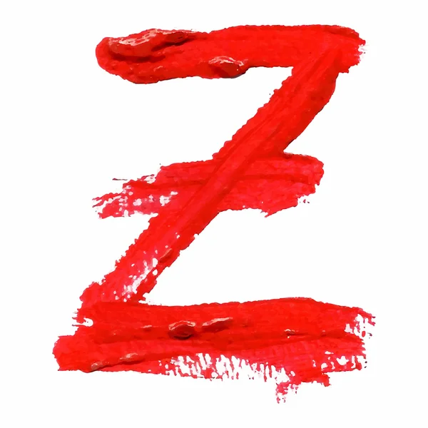 Z - Cartas manuscritas vermelhas sobre fundo branco . —  Vetores de Stock