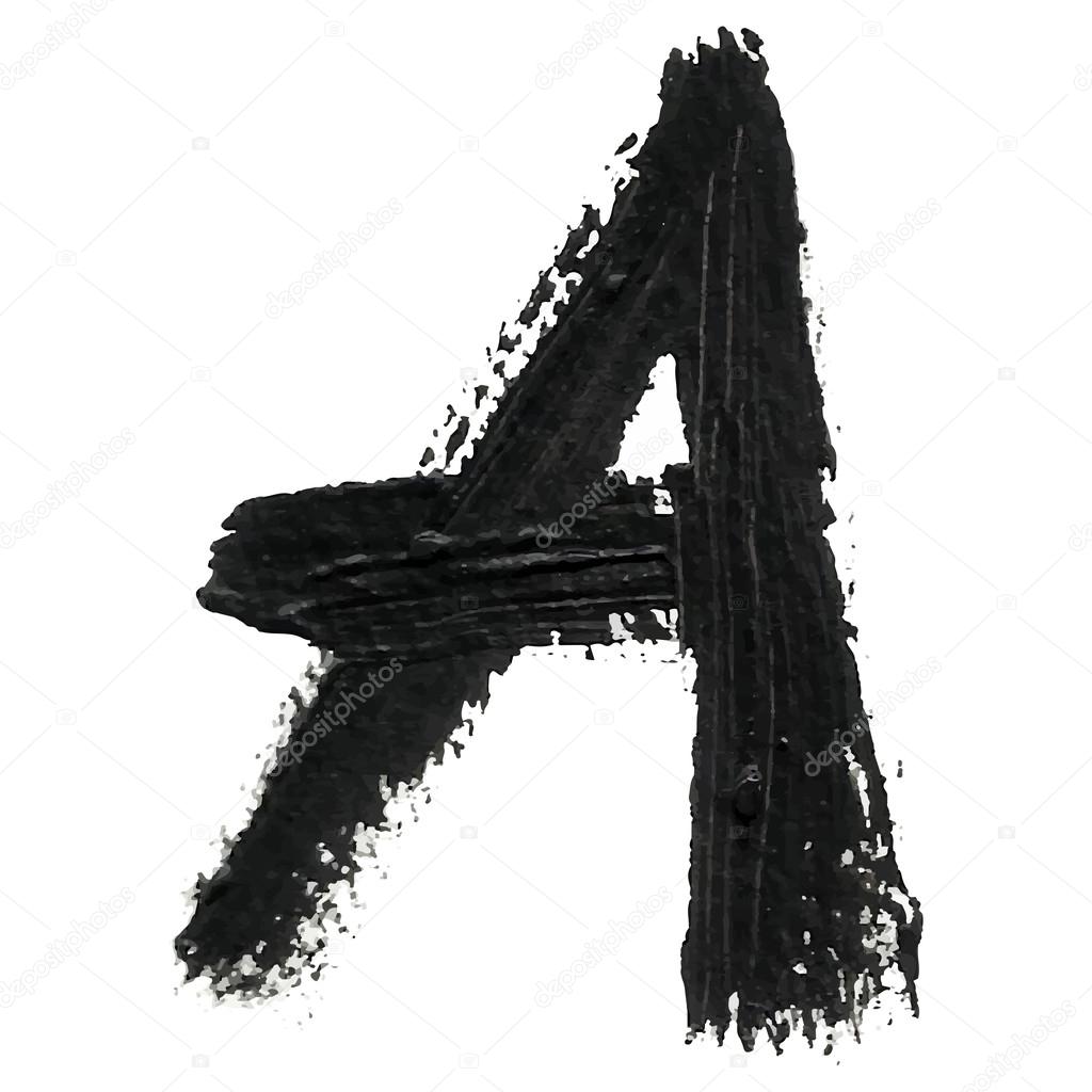 A - Black handwritten letters on white background