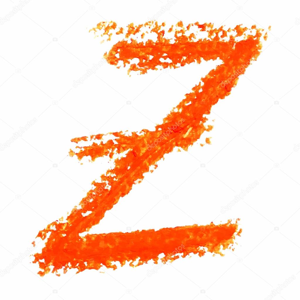 Z - Orange handwritten letters on white background.