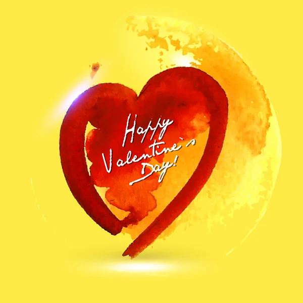 Watercolor coração pintado para cartão de Dia dos Namorados ou fundo . —  Vetores de Stock