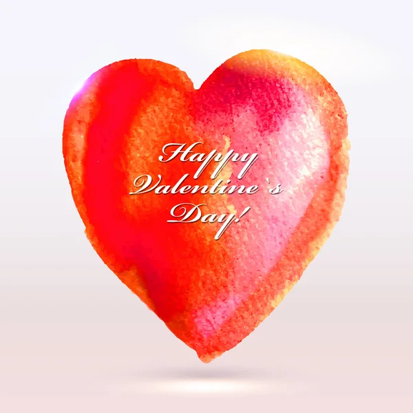 Watercolor coração pintado para cartão de Dia dos Namorados ou fundo . — Vetor de Stock