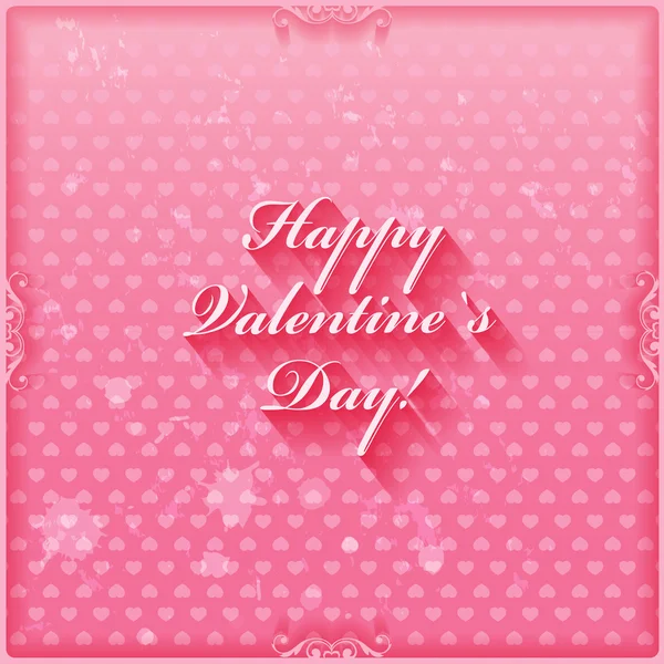 Grunge Happy Valentinstag Hand Schriftzug Karte oder Hintergrund mit Herzmuster. — Stockvektor