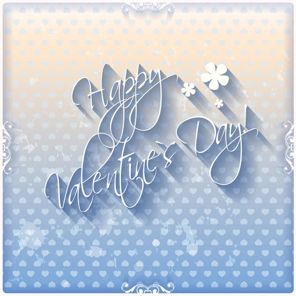 Grunge Happy Valentine's Day hand lettering card or background with hearts pattern. — Stock Vector