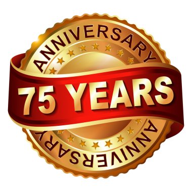 75 yıl yıldönümü altın şerit etiketle.