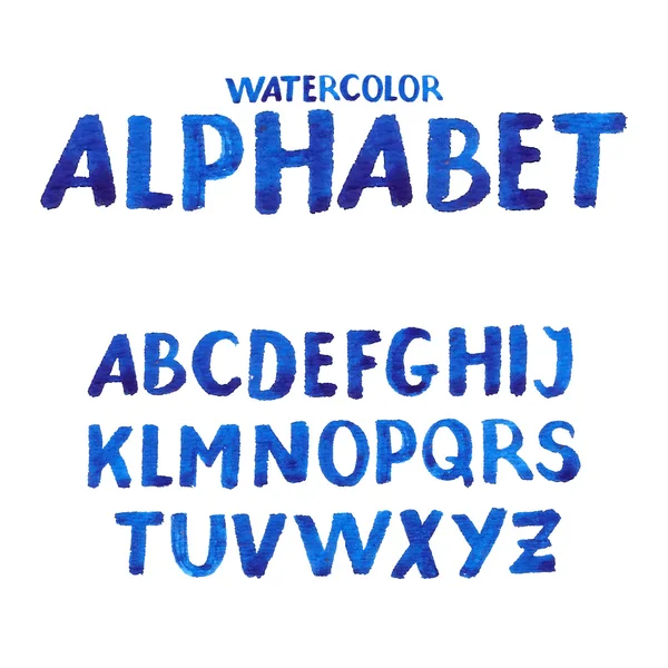 Handgeschreven aquarel alfabet. — Stockvector