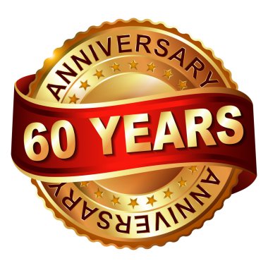60 yıl yıldönümü altın şerit etiketle