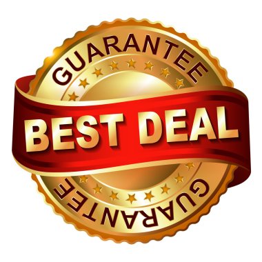 Best deal guarantee golden label with ribbon