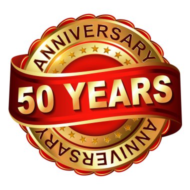 kurdele ile 50 yıl yıldönümü altın etiketi