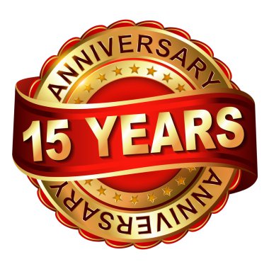 15 yıl yıldönümü altın şerit etiketle