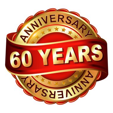 60 yıl yıldönümü altın şerit etiketle
