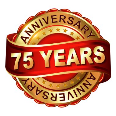 75 yıl yıldönümü altın şerit etiketle