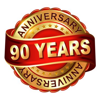 kurdele ile 90 yıl yıldönümü altın etiketi