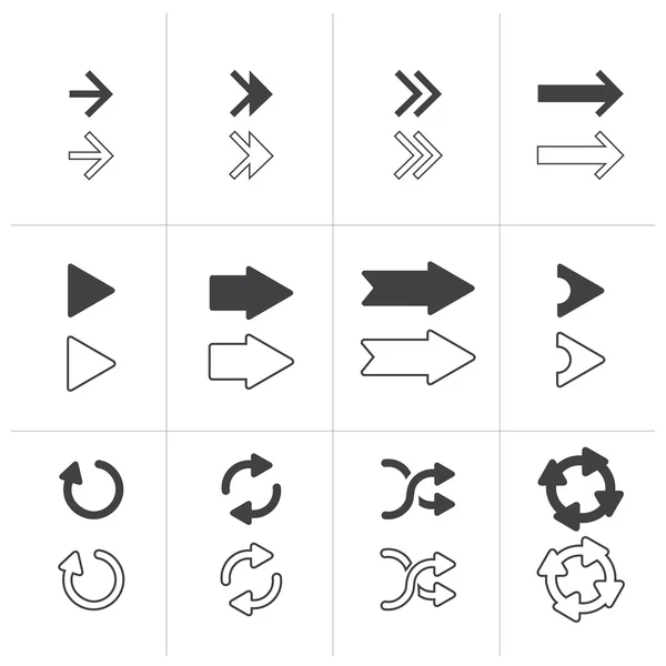 Vector Flechas signos conjunto aislado sobre fondo blanco — Vector de stock