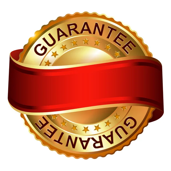 Guarantee empty gold label with ribbon — Stock Vector