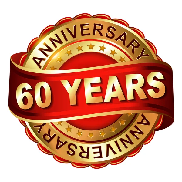 60 yıl yıldönümü altın şerit etiketle