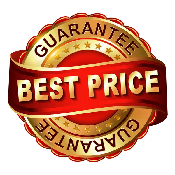 Best price guarantee golden label with ribbon — Stock Vector