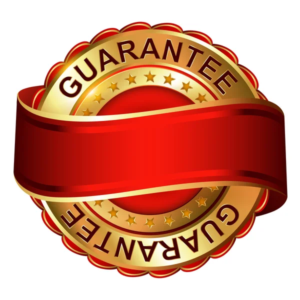 Guarantee empty gold label with ribbon — Stock Vector